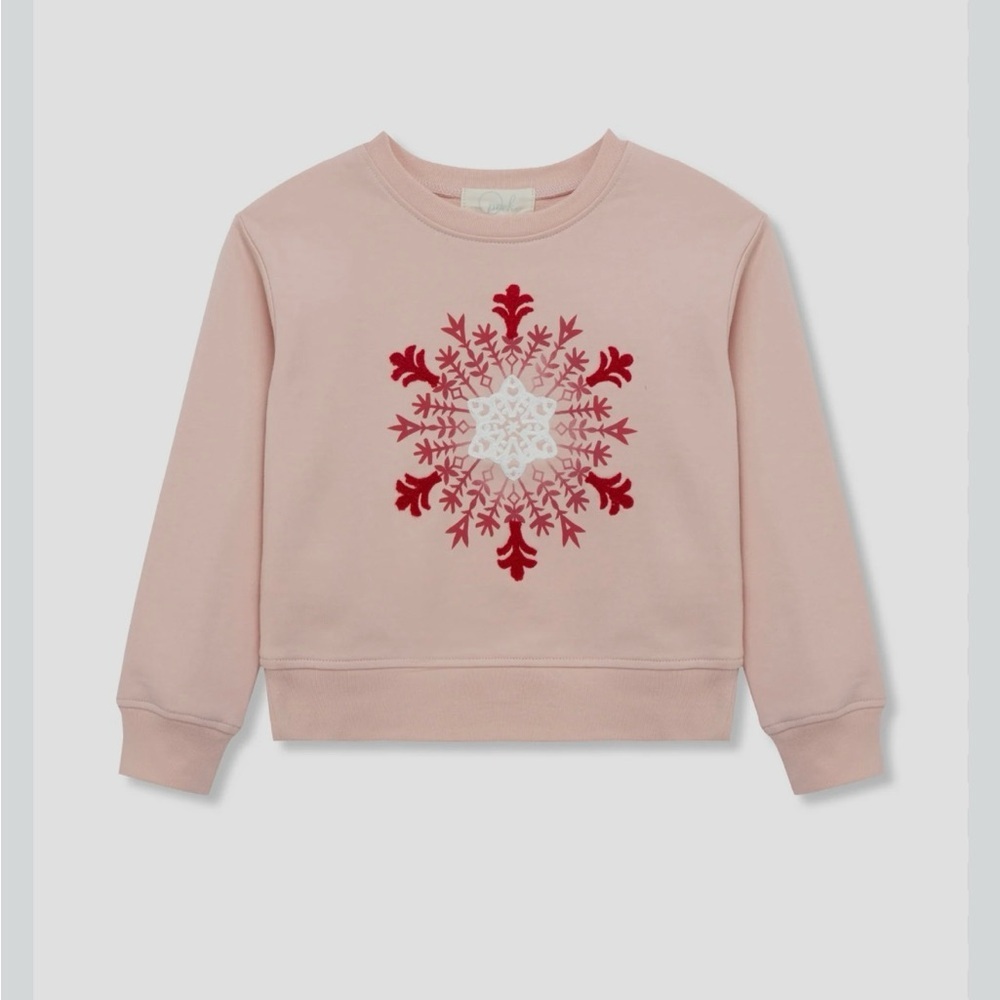 Peek Blush Crewneck Sweater with Red & White Snowflake Motif